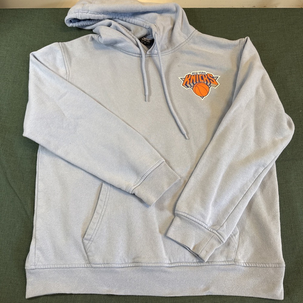 Ultra Game Hoodie Mens Medium Blue NY Knicks Graphic NBA Basketball Pullover